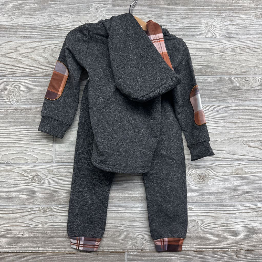 LS Shirt W/ Hood Plaid Pocket & Pants 18-24M