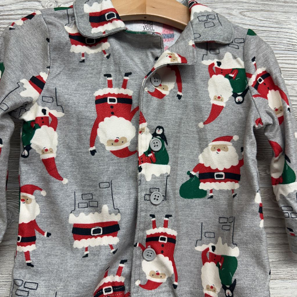 2 Pc Button Up Flannel Pjs Santa 18M