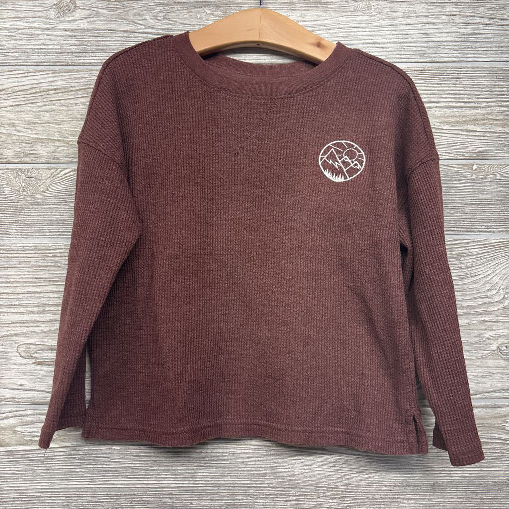 Waffle Knit Shirt Embroidered Mountain 5t