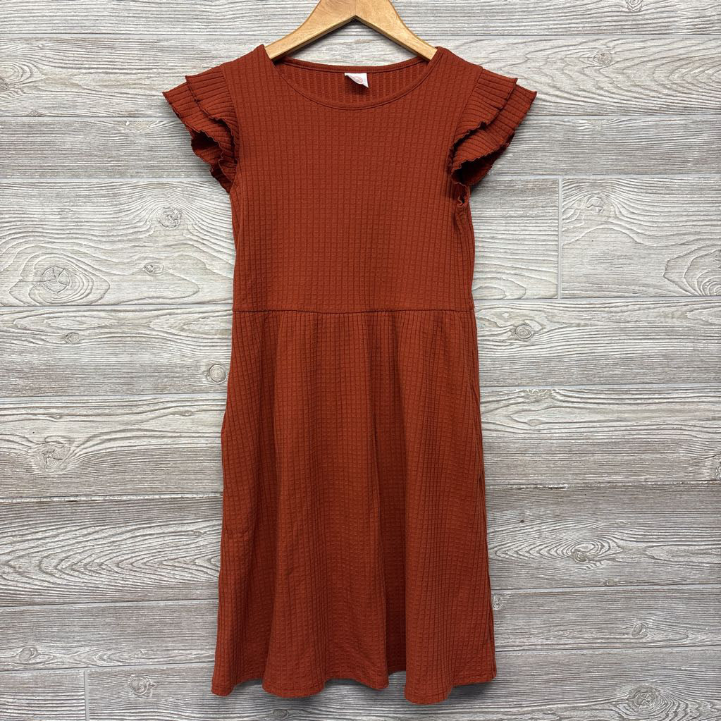 Waffle Knit Ruffle Sleeve Dress 10-12