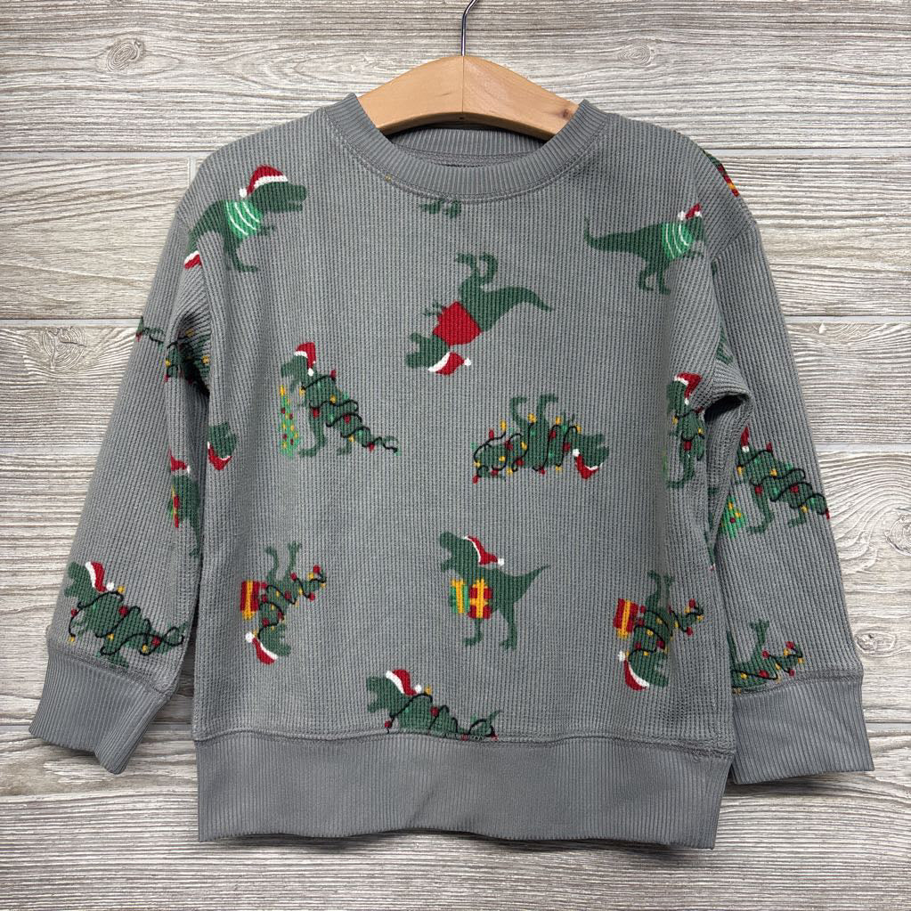 Waffle Knit Shirt Dinosaurs Wrapped In Lights 3t