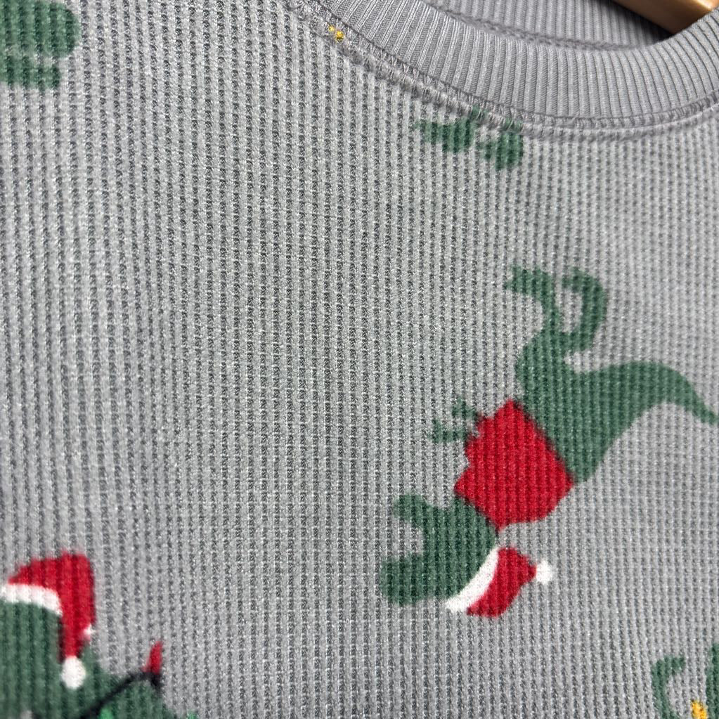 Waffle Knit Shirt Dinosaurs Wrapped In Lights 3t