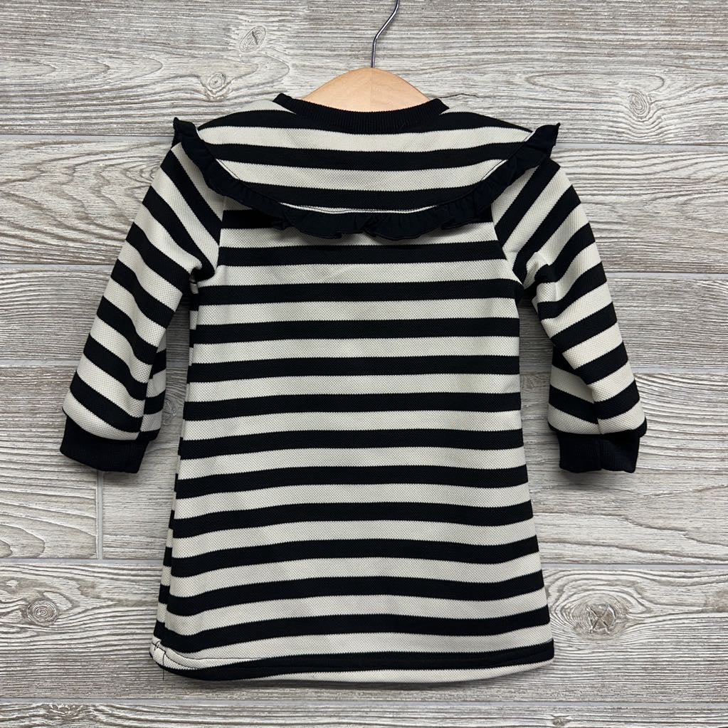 LS Dress Ruffle Collar Stripes 12-18M