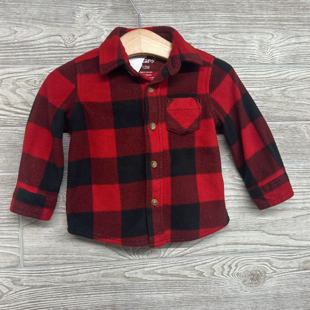 Fleece Plaid Button Up Shirt 12M