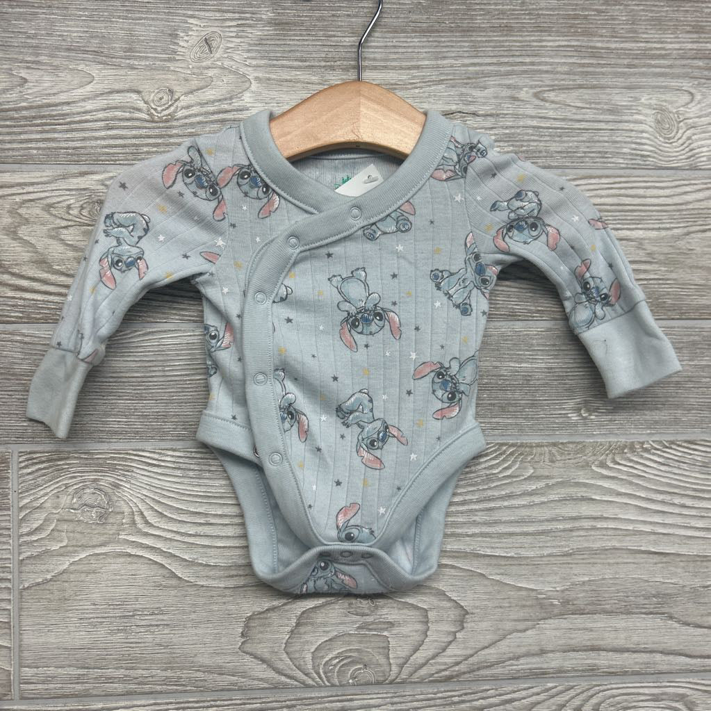 LS Ribbed Side Snap Bodysuit Stitch Stars NB