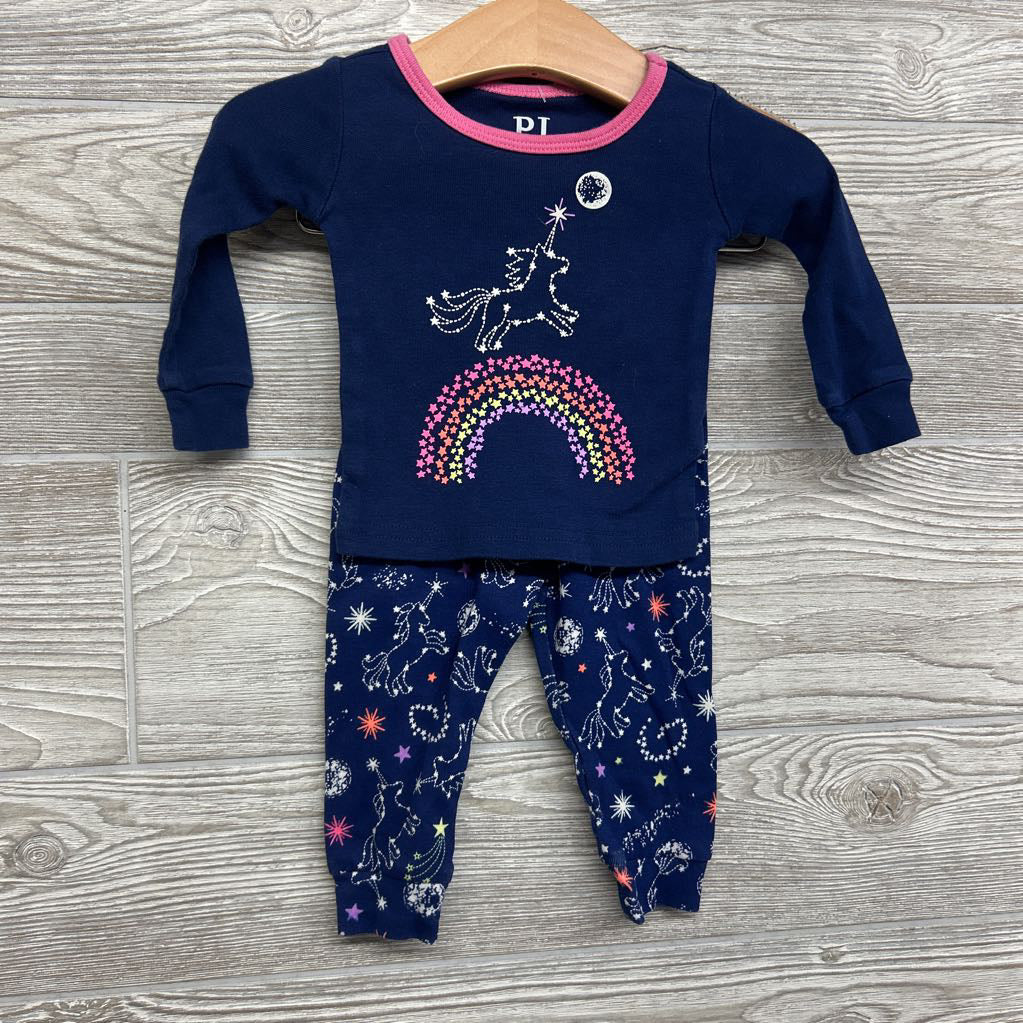 2 Pc LS PJs Rainbow Unicorn 3-6M