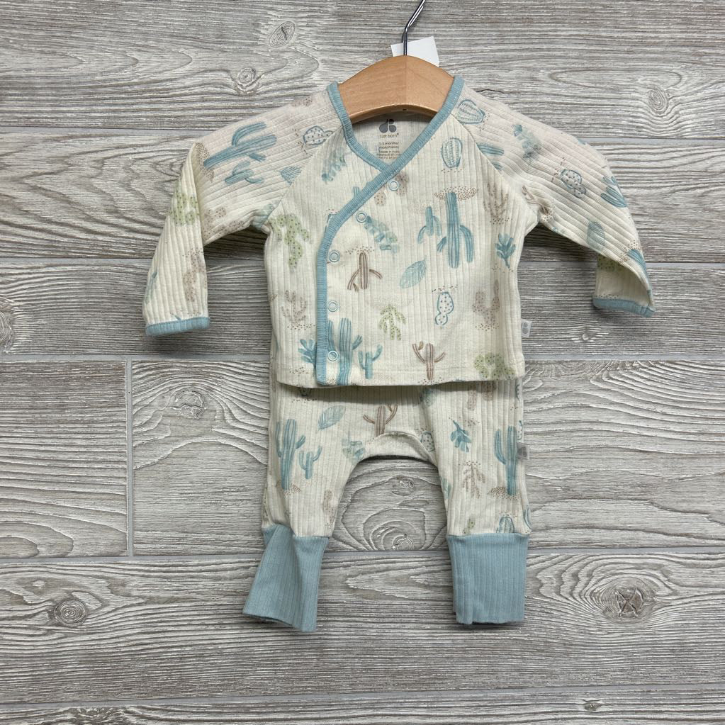 LS Ribbed Side Snap Shirt & Pants Cactus 0-3M