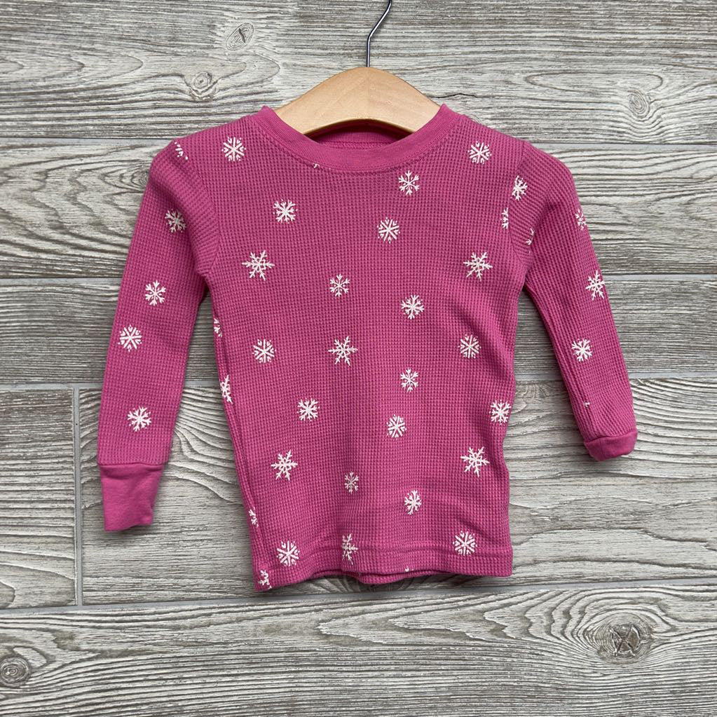 2 Pc LS Waffle Knit Pjs Snowflakes 18M