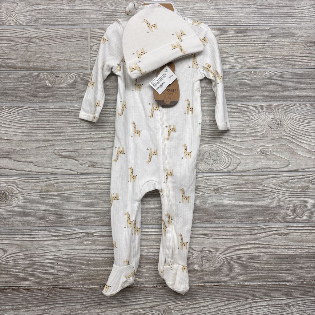 NEW Ribbed Sleeper & Hat Giraffes 6-9M
