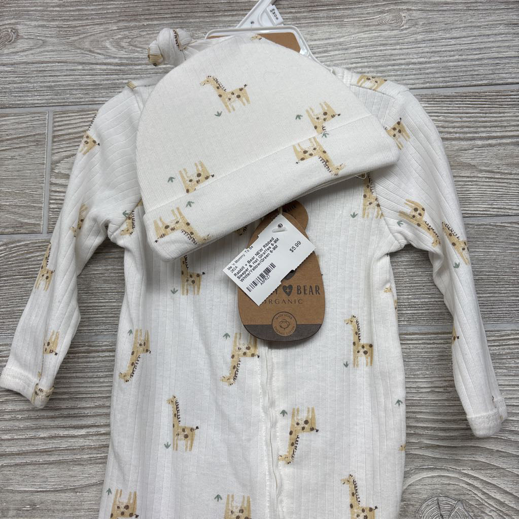 NEW Ribbed Sleeper & Hat Giraffes 6-9M