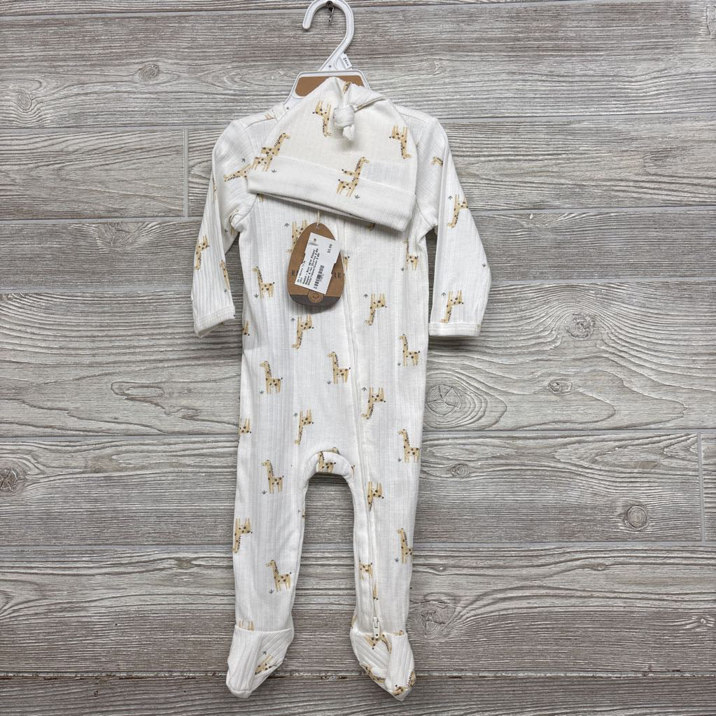 NEW Ribbed Sleeper & Hat Giraffes 6-9M