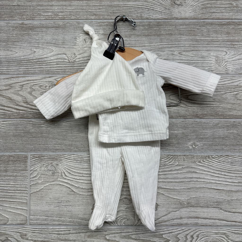 Ribbed LS Shirt & Pants & Hat Elephant Preemie