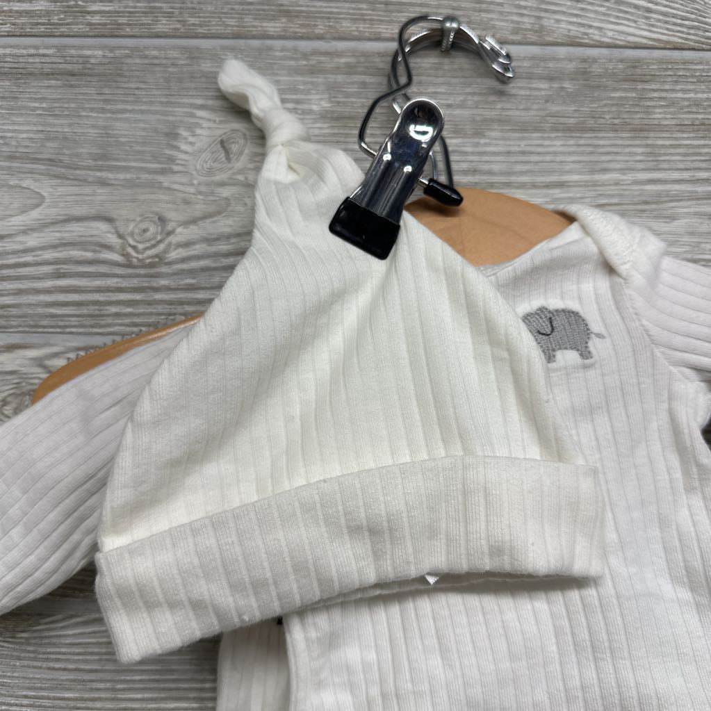 Ribbed LS Shirt & Pants & Hat Elephant Preemie