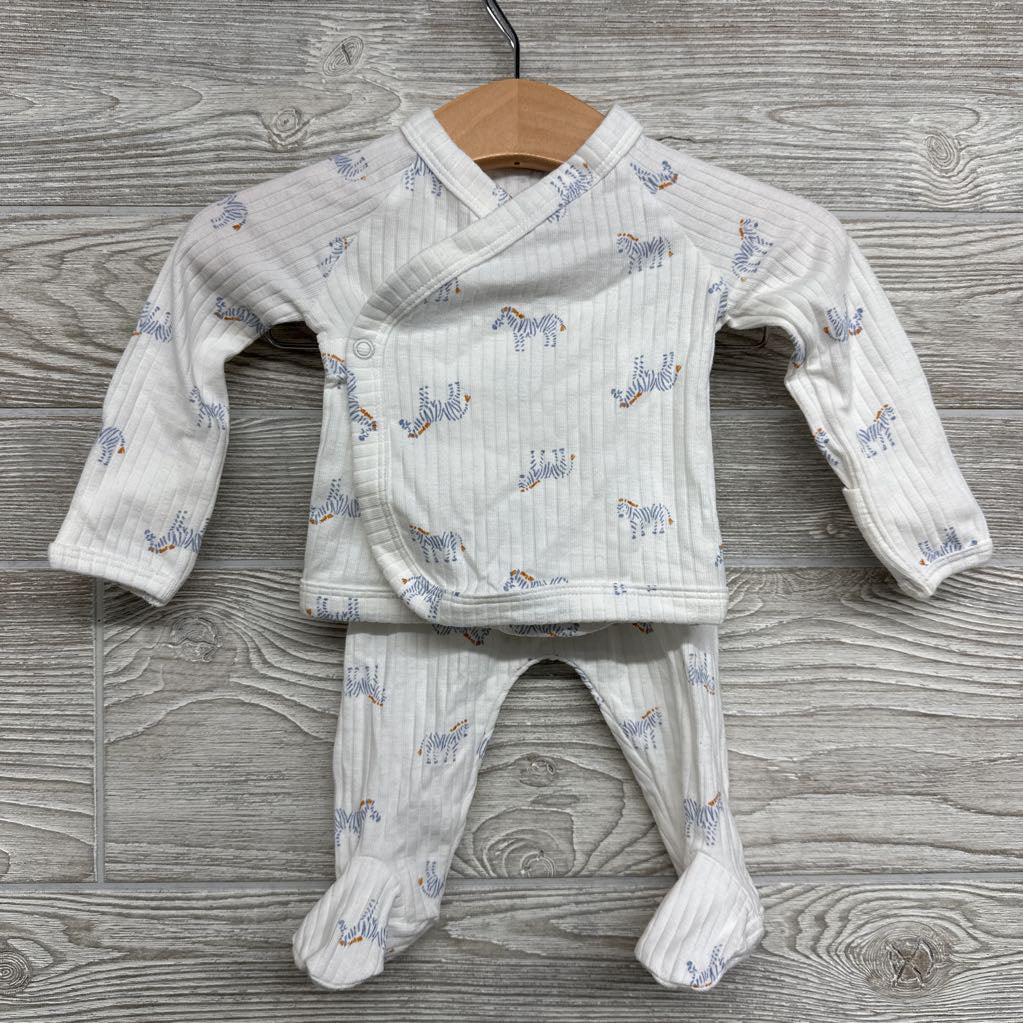 Side Snap Ribbed Shirt & Pants Zebras NB