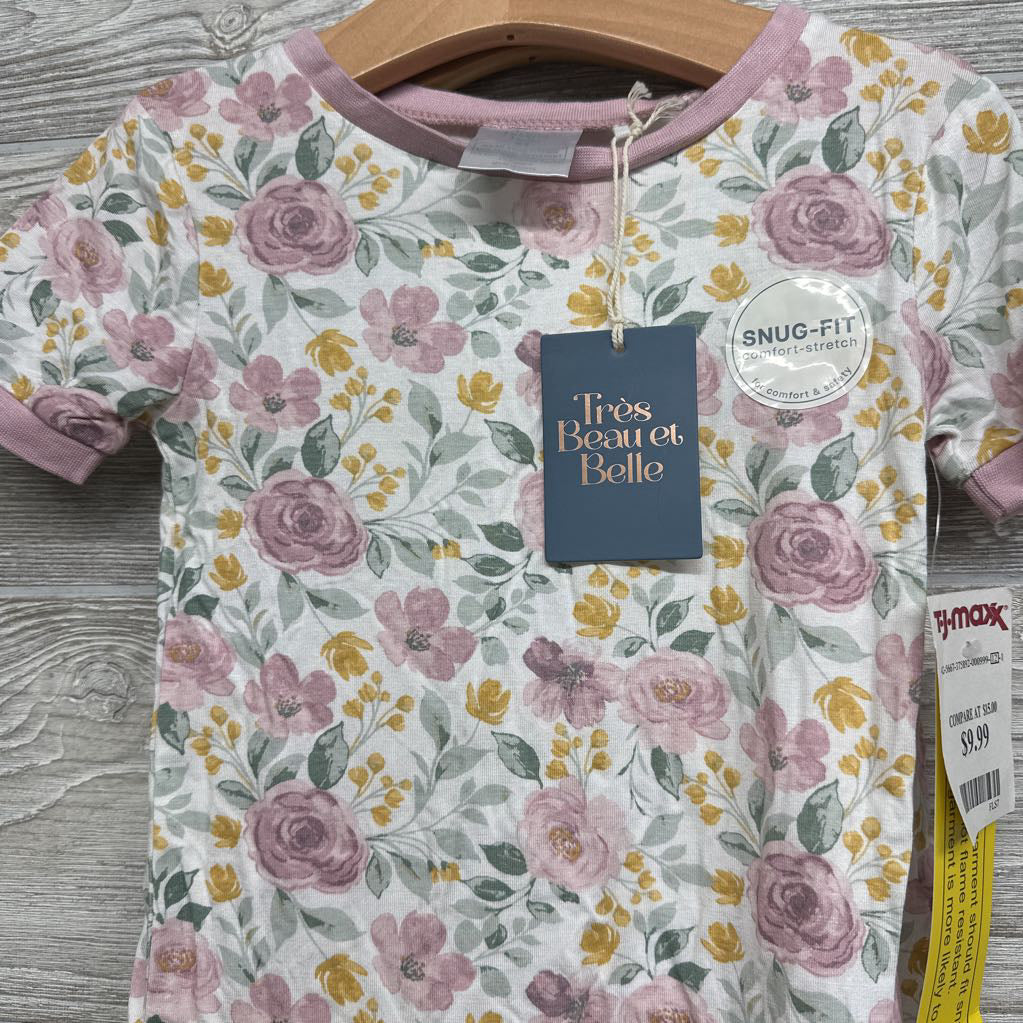 NEW 2 Pc Bamboo Pjs Flowers 4t