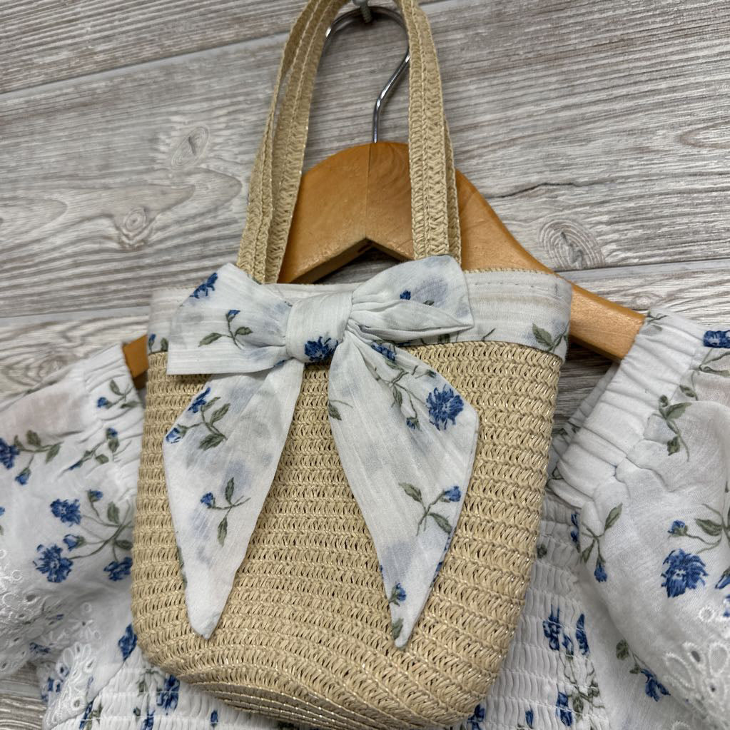 Smocked Shirt Flowers & Wicker Purse 10