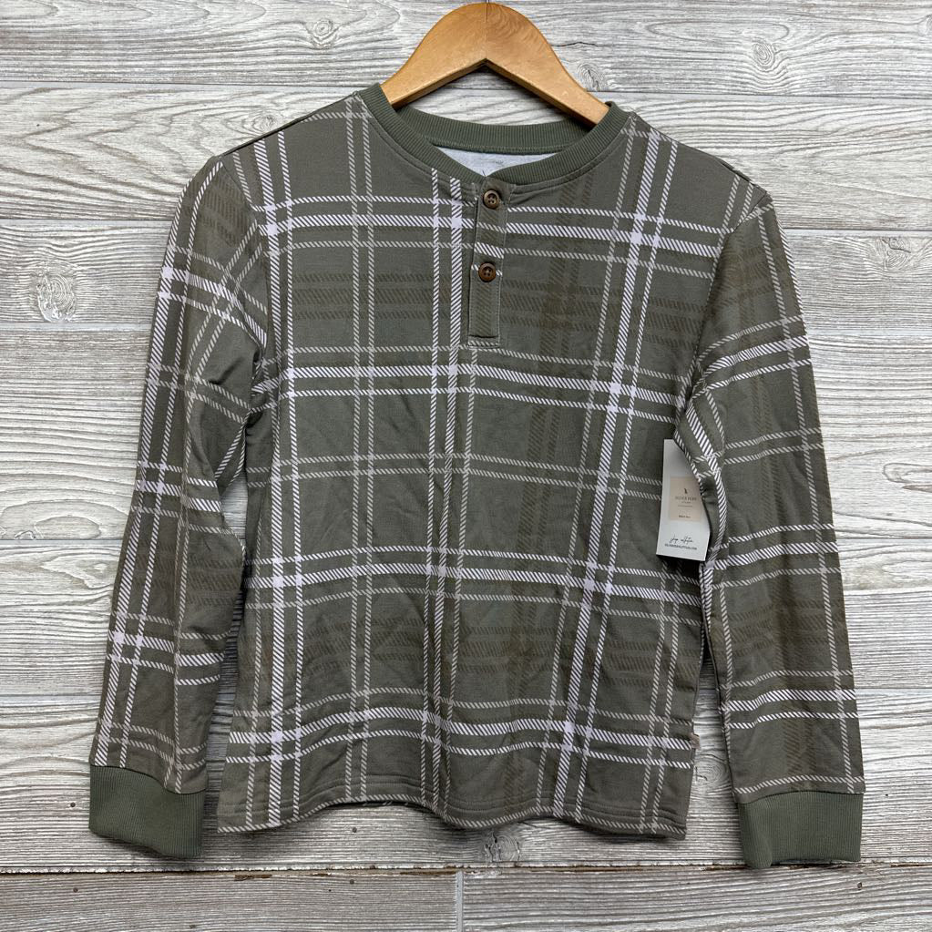 NEW Viscose Plaid Henley Shirt 10
