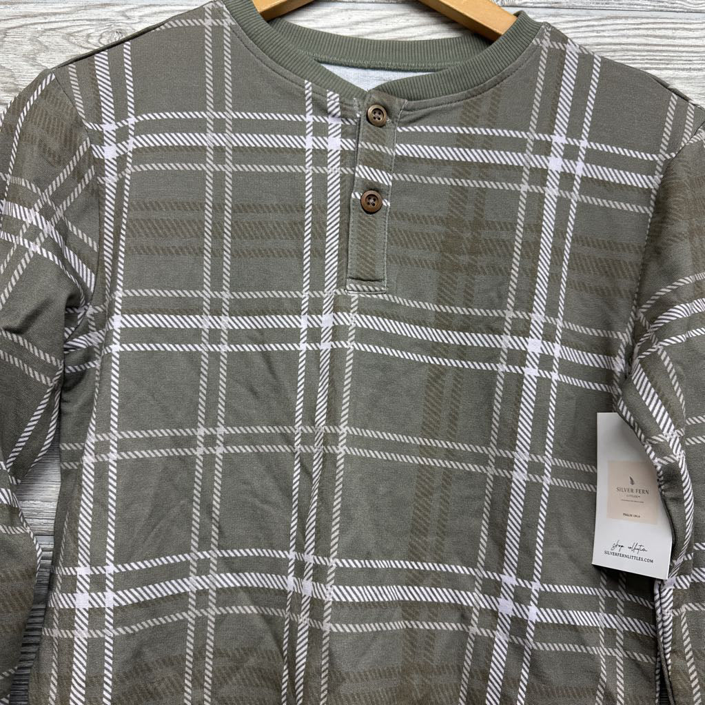 NEW Viscose Plaid Henley Shirt 10