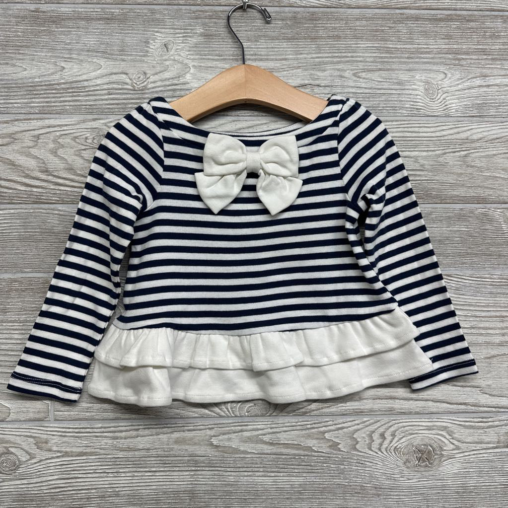 Peplum Shirt Stripes W/ Bow 2t