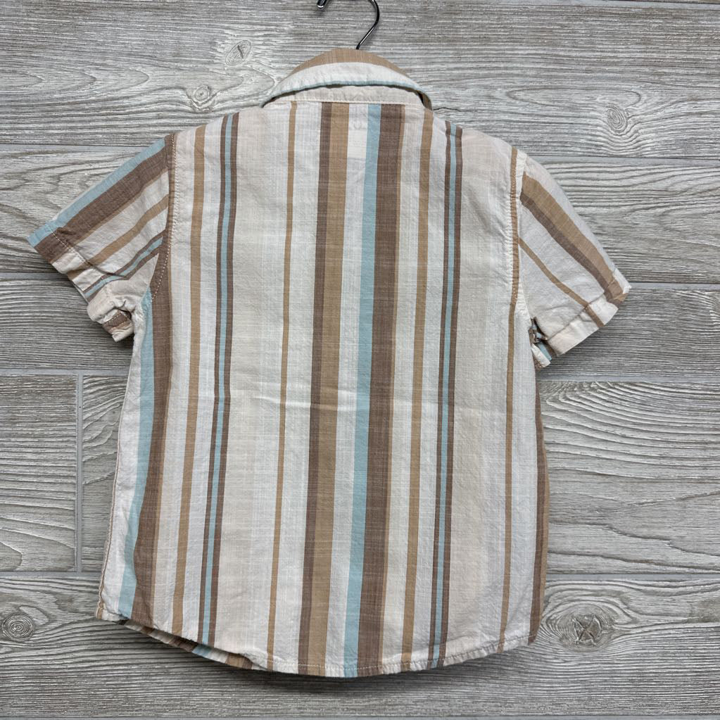 Button Up SS Shirt Stripes 4t