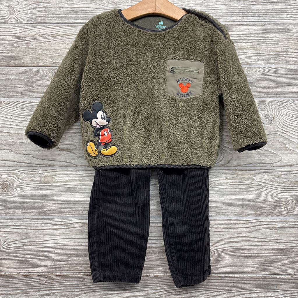 Sherpa Shirt & Ribbed Pants Mickey Mouse Pocket 24M