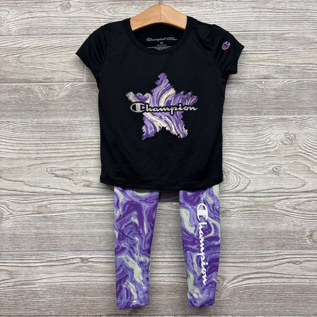 Active Shirt Star & Leggings Marble 2T