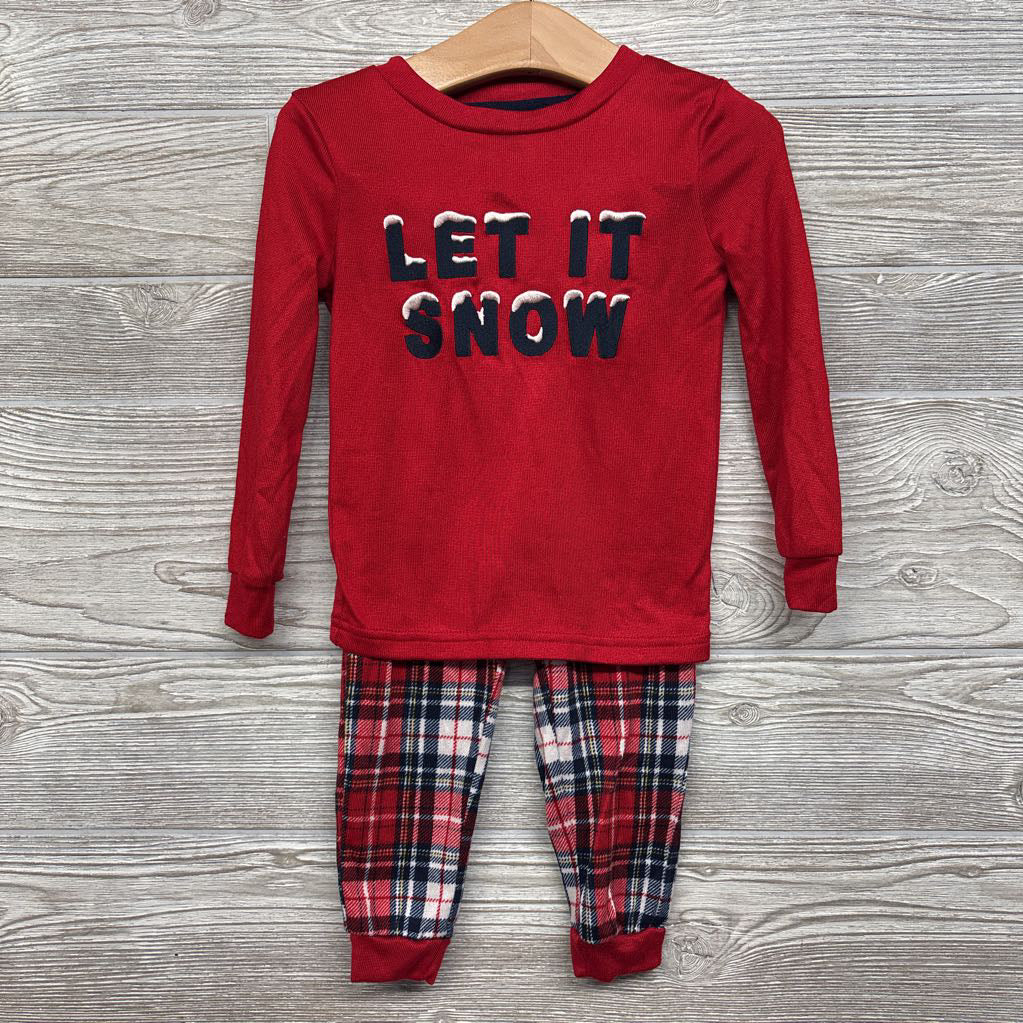 2 Pc LS PJs Let It Snow Plaid 3T