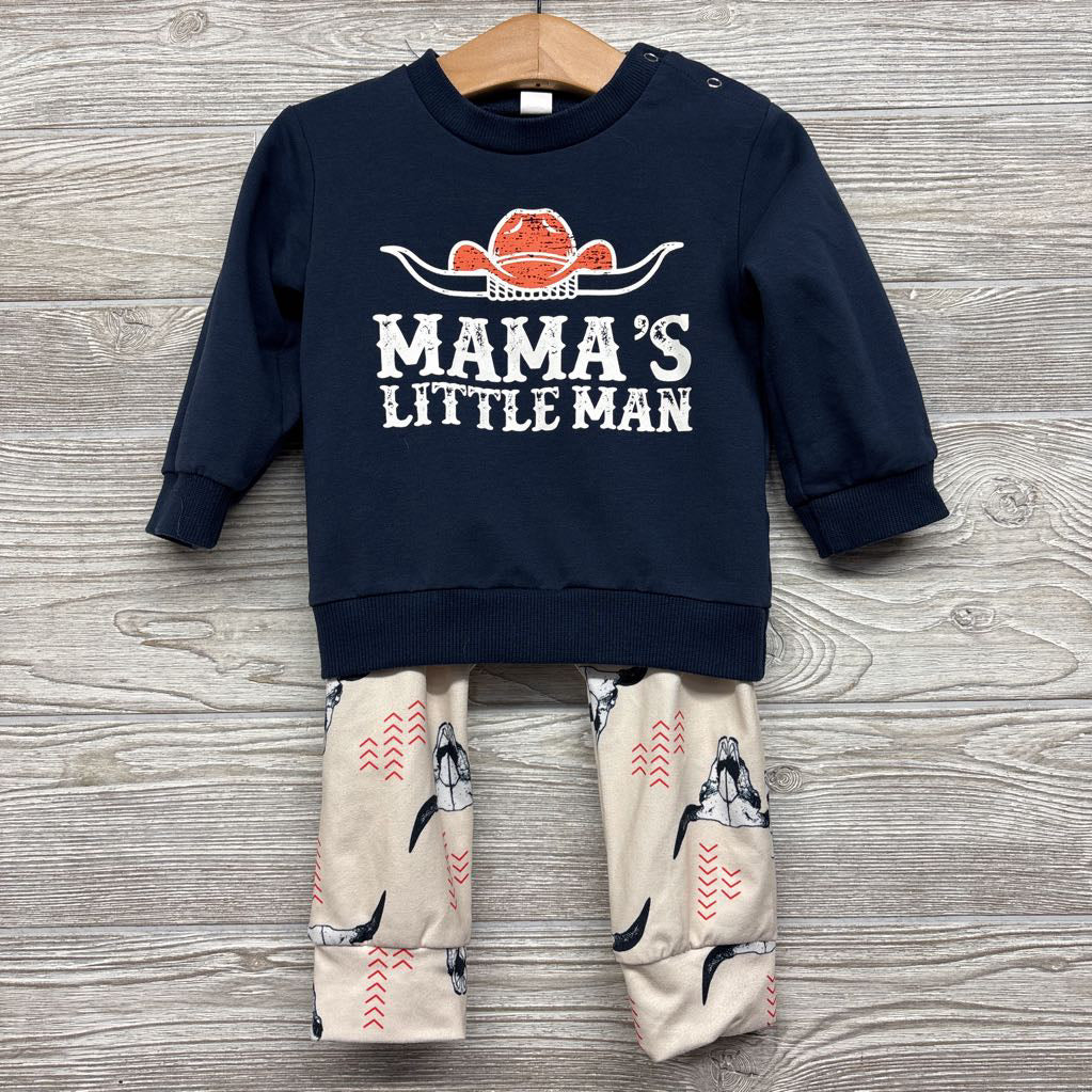Crewneck Mama's Little Man & Joggers Skulls 18-24M