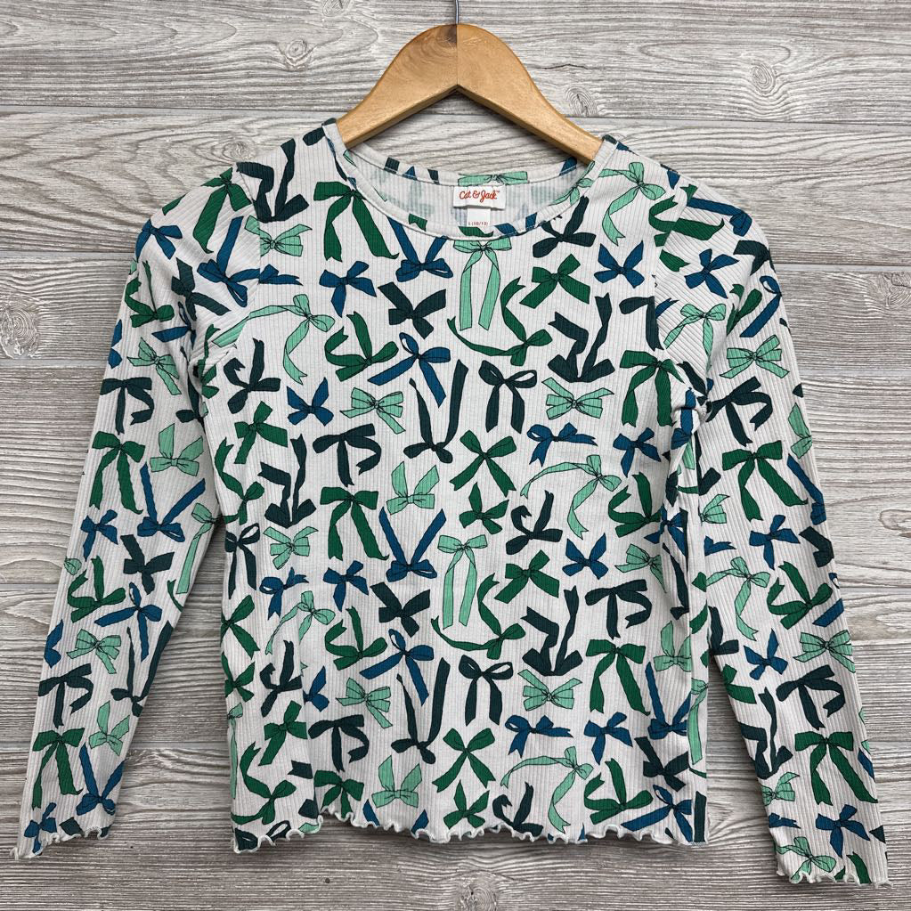 Ribbed LS Shirt Bows Lettuce Trim 10-12
