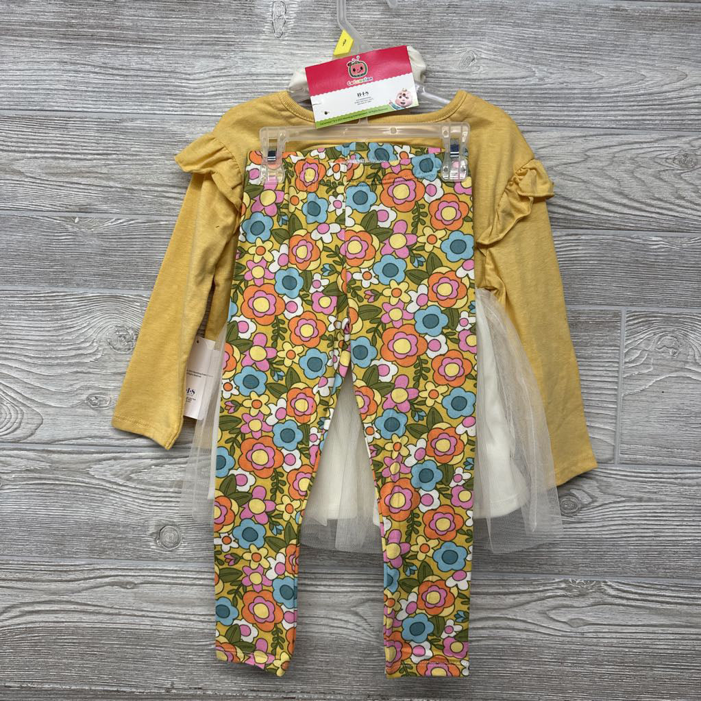 NEW 4 Pc Shirt, Skirt, Leggings & Hear Tie 3t