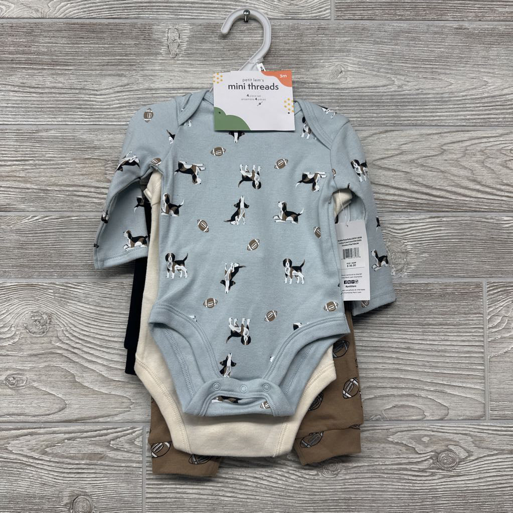 NEW 2 Bodysuit Dogs & Footballs 3M
