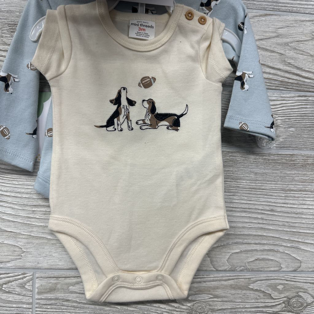 NEW 2 Bodysuit Dogs & Footballs 3M