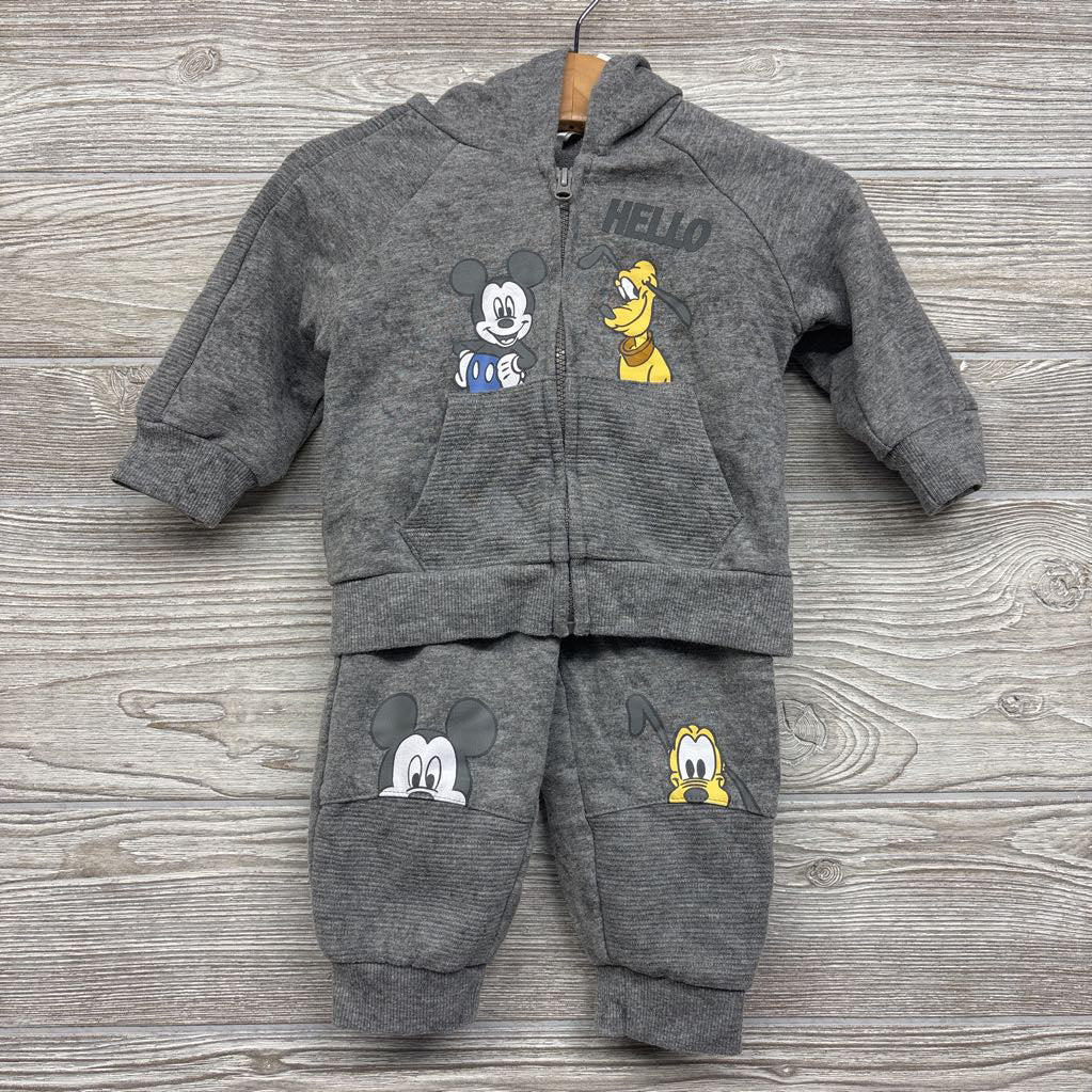 Full Zip Hoodie & French Terry Joggers Mickey Pluto 6-9M