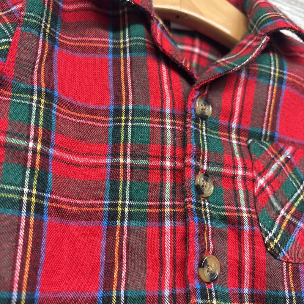 2 Pc LS Plaid Button Up Flannel PJs 3-6M