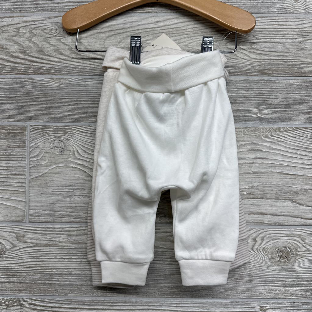 NEW 3 Pk Fold Over Harem Pants Stripes Solid 3M
