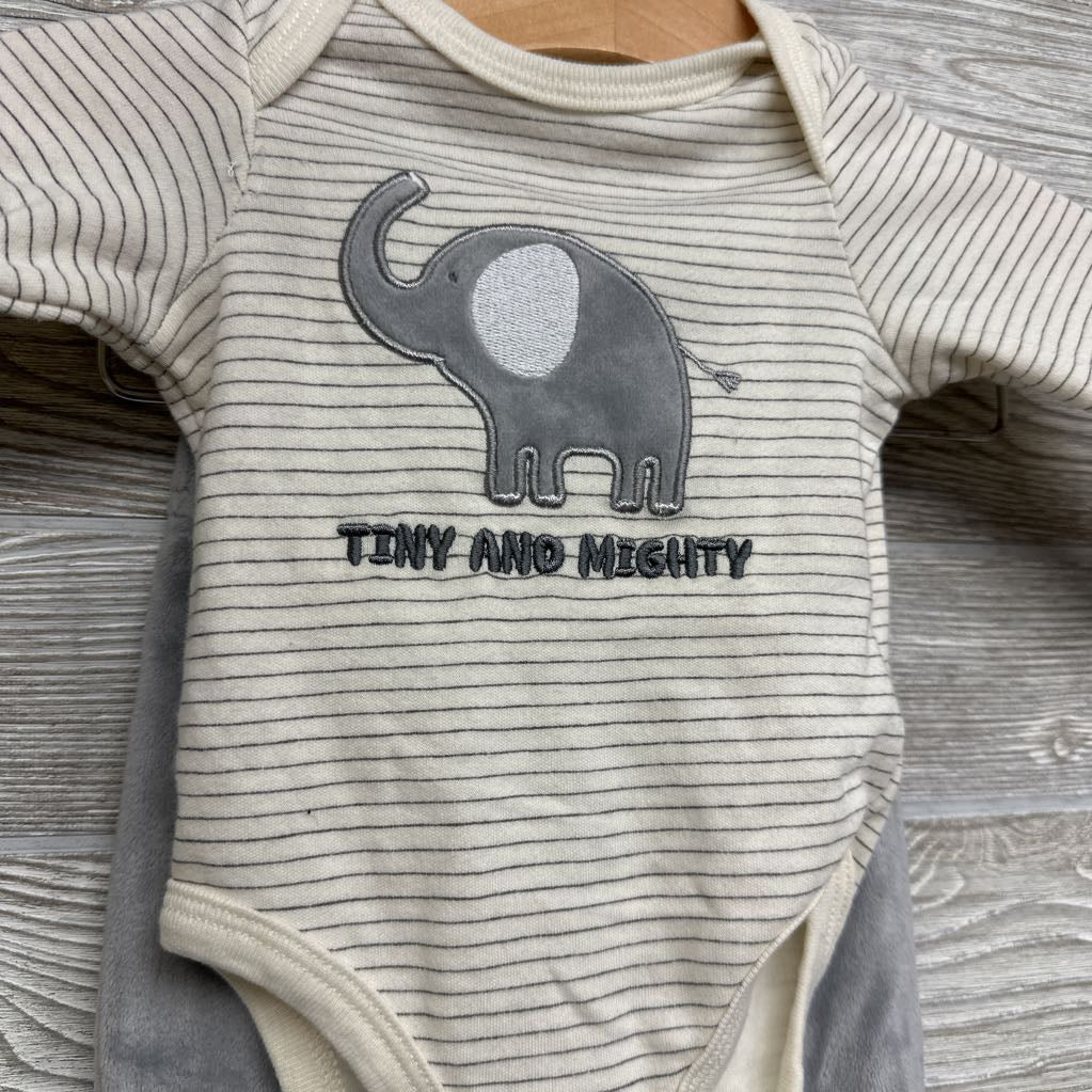 LS Bodysuit Tiny And Mighty & Velour Joggers 3M