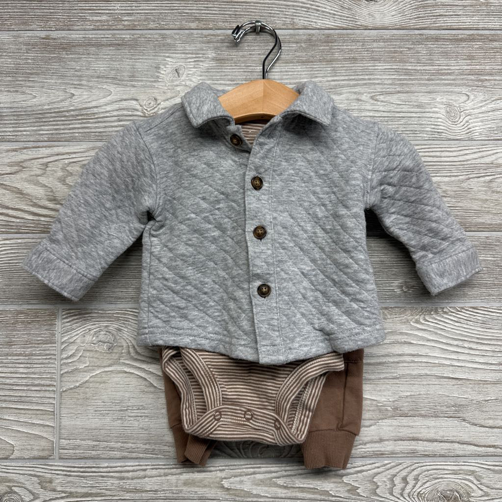 Quilted Jacket, Bodysuit Stripes & French Terry Joggers 3M