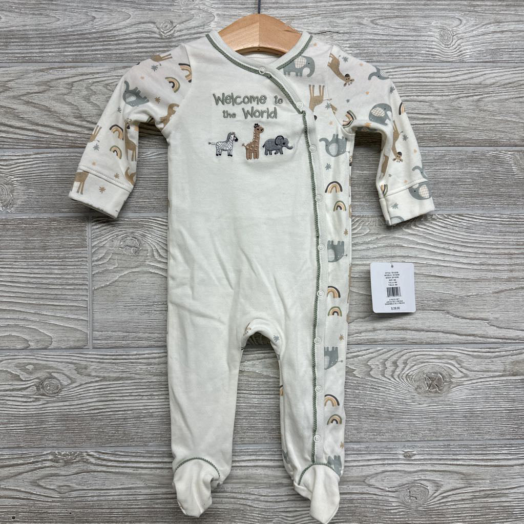 NEW Sleeper Welcome To The World & Top Knot Hat Animals 6M