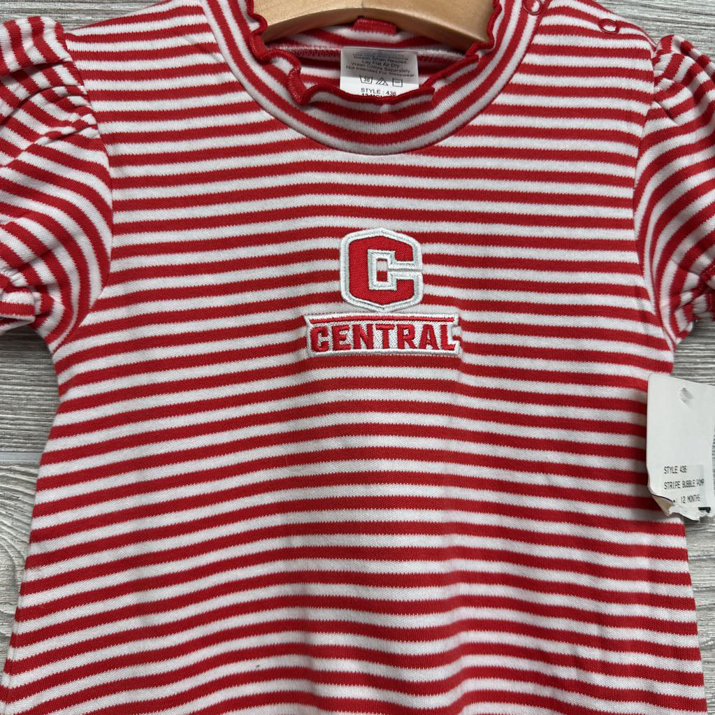 NEW Puff Sleeve Bubble Romper Stripes Central 12M