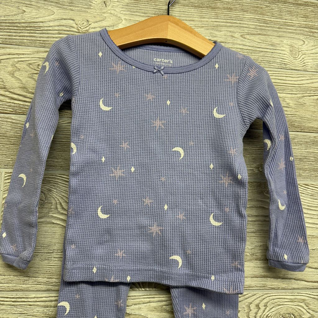 2 Pc LS Waffle Knit PJs Stars Moons 2T