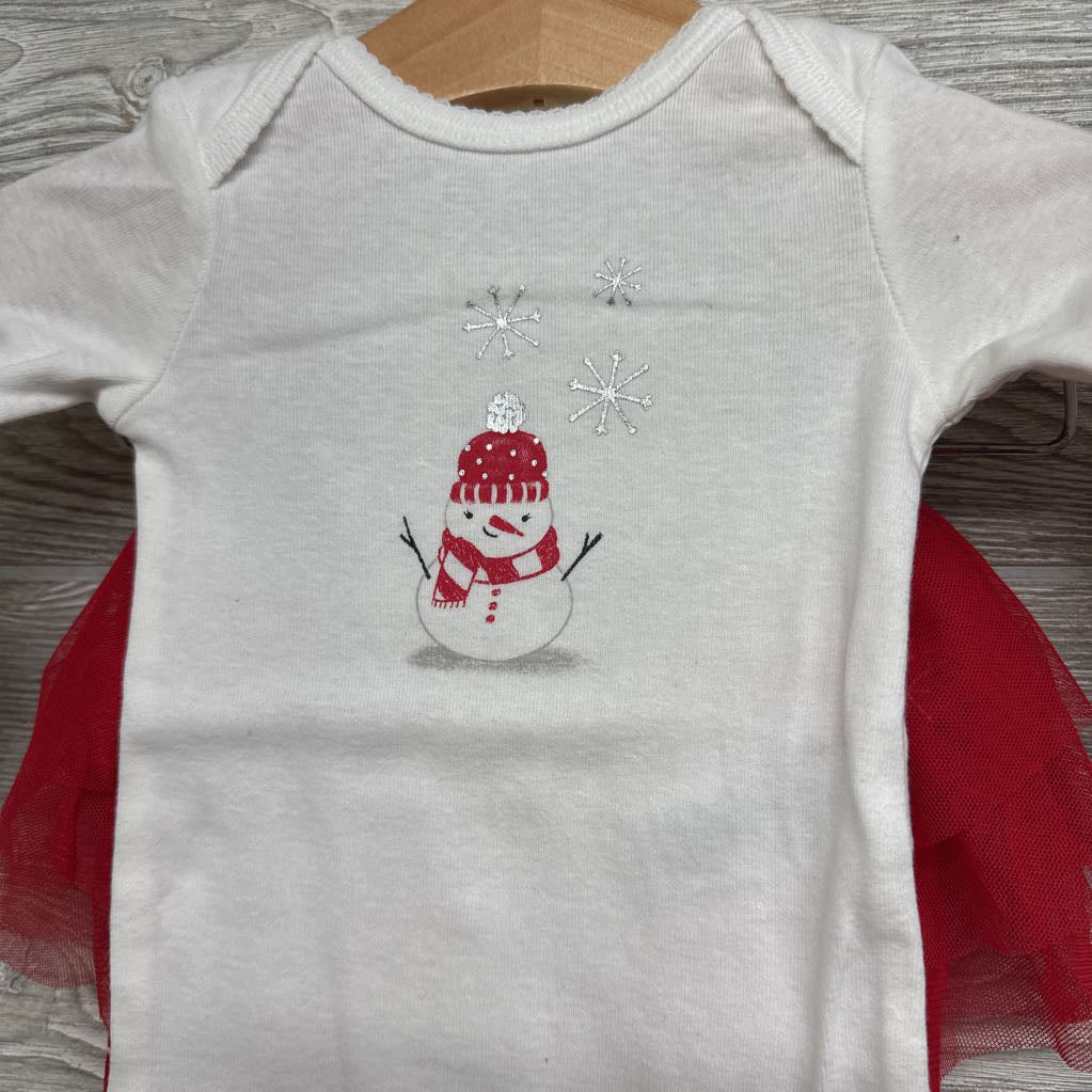 Nw/oT LS Bodysuit Snowman & Tutu Leggings Snowflakes 3M