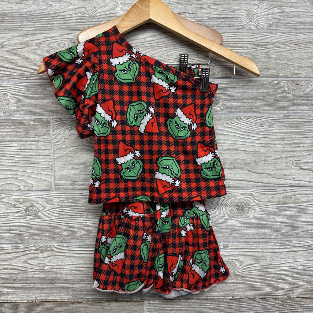 One Shoulder Shirt & Bell Bottom Pants Plaid Grinch 12-18M