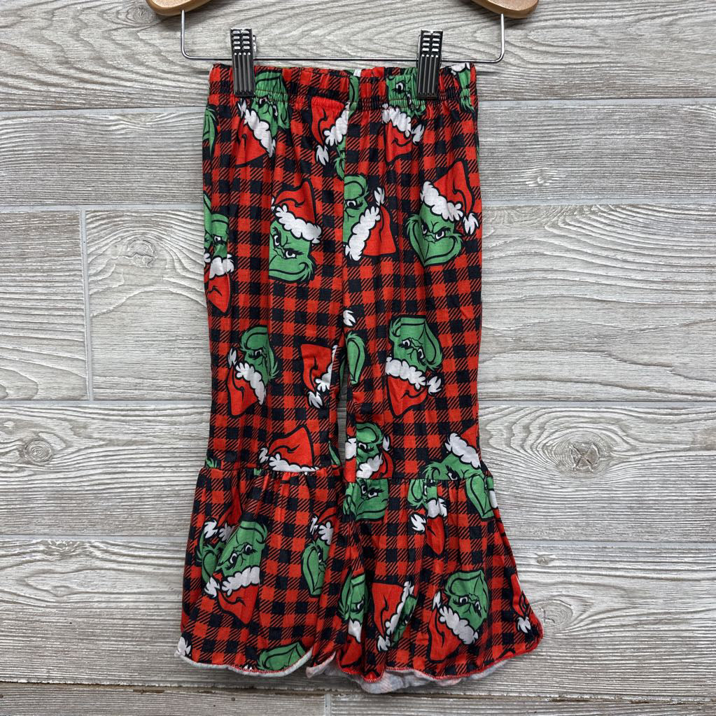 One Shoulder Shirt & Bell Bottom Pants Plaid Grinch 12-18M