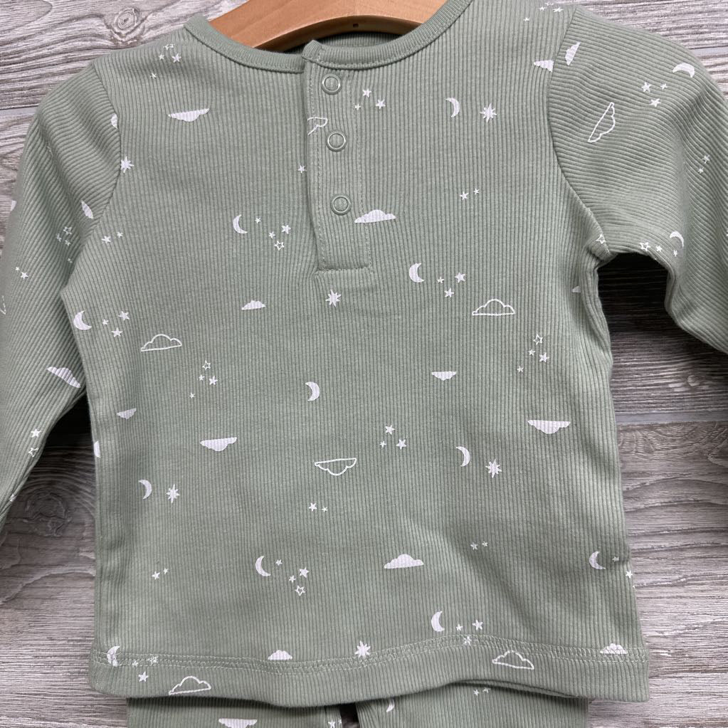 LS Ribbed Henley Shirt & Pants Clouds Moons Stars 12M