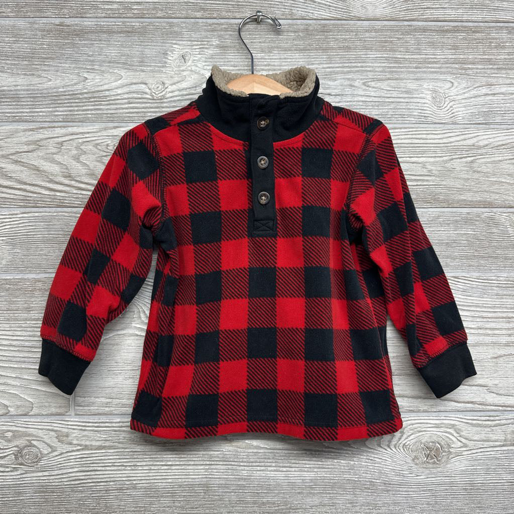 Fleece Plaid Henley Pullover 2T
