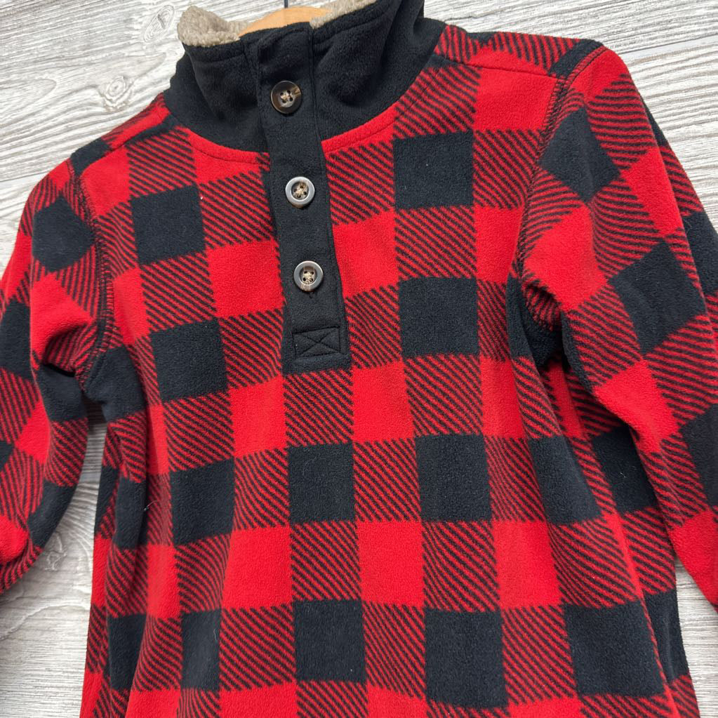 Fleece Plaid Henley Pullover 2T