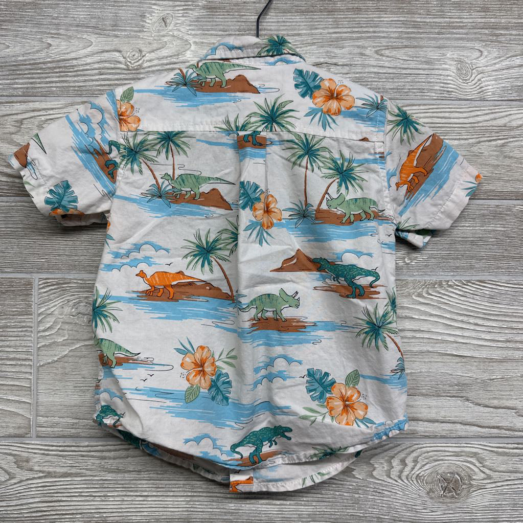 Button Up SS Shirt Dinosaurs 2t