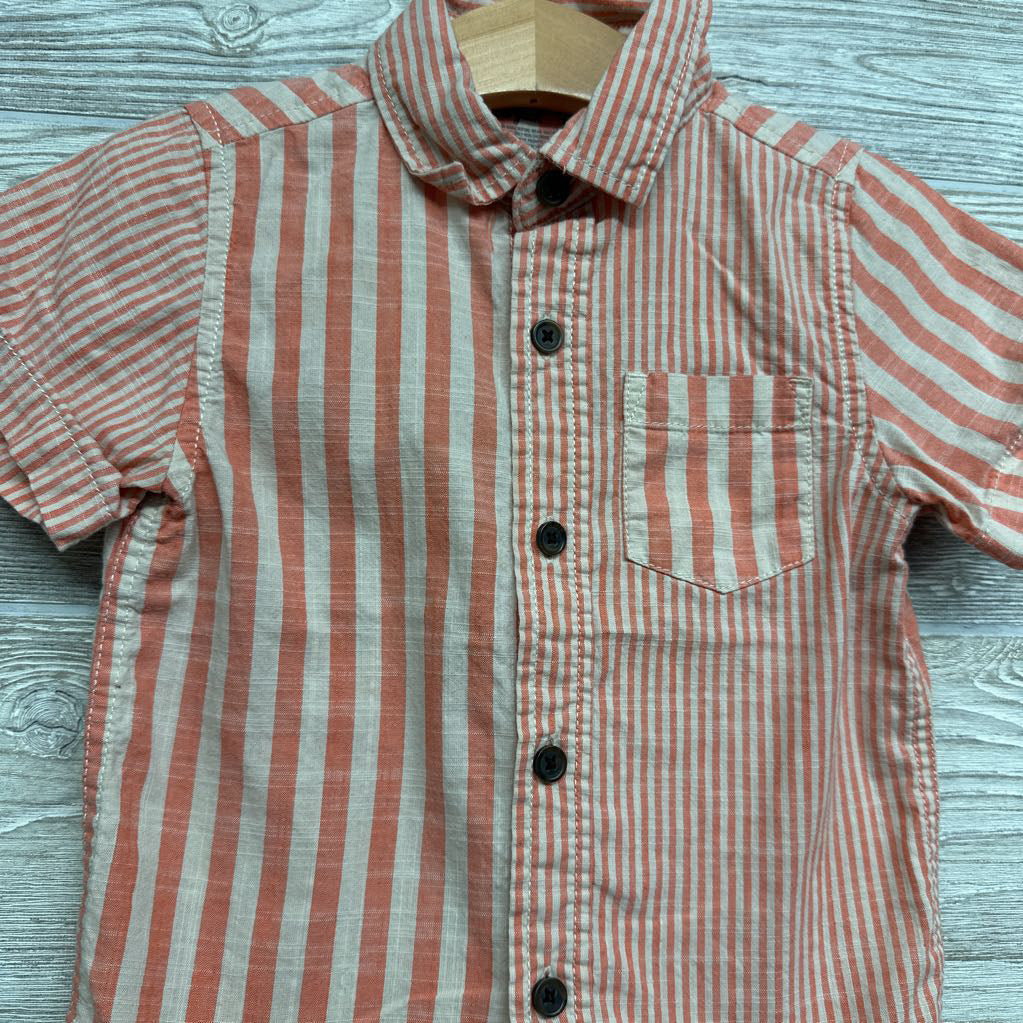 Button Up SS Shirt Stripes 2t