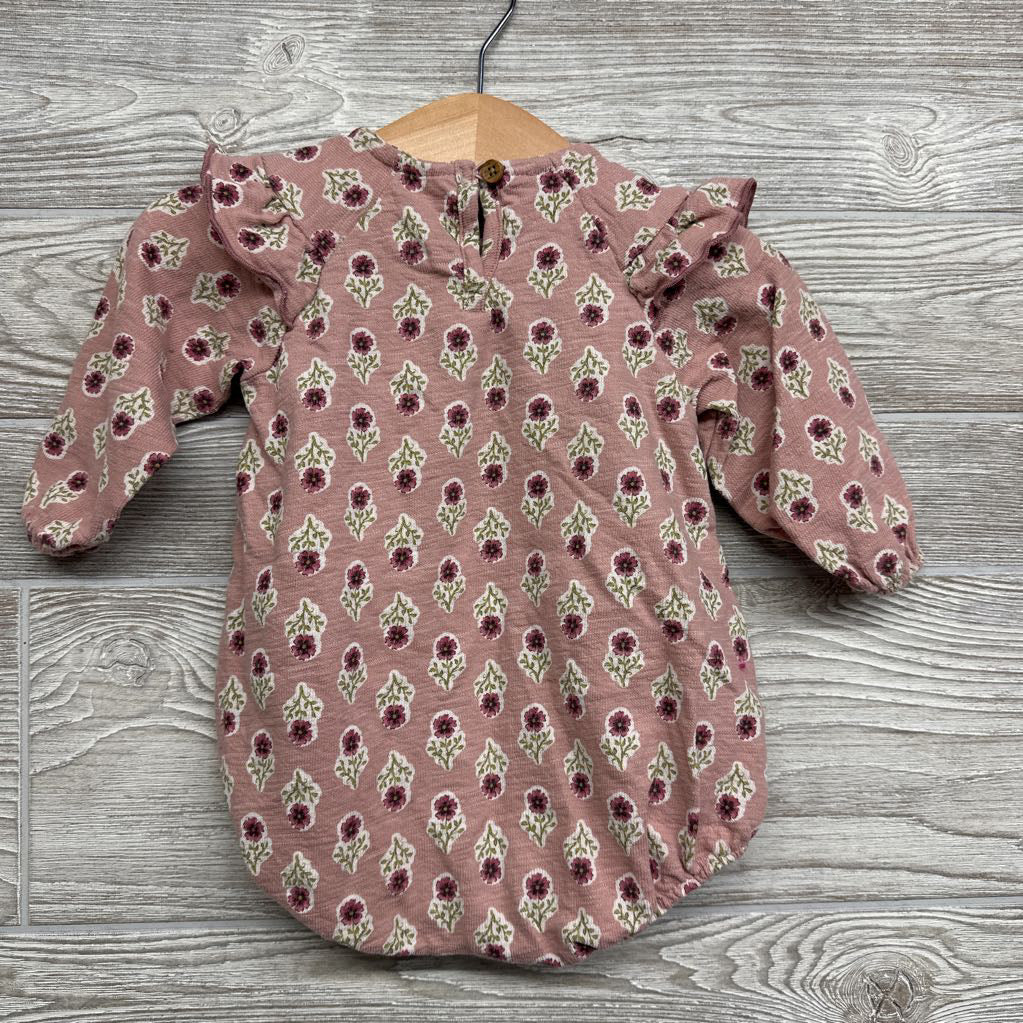 LS Bodysuit Scallop Neck Flowers 3-6M