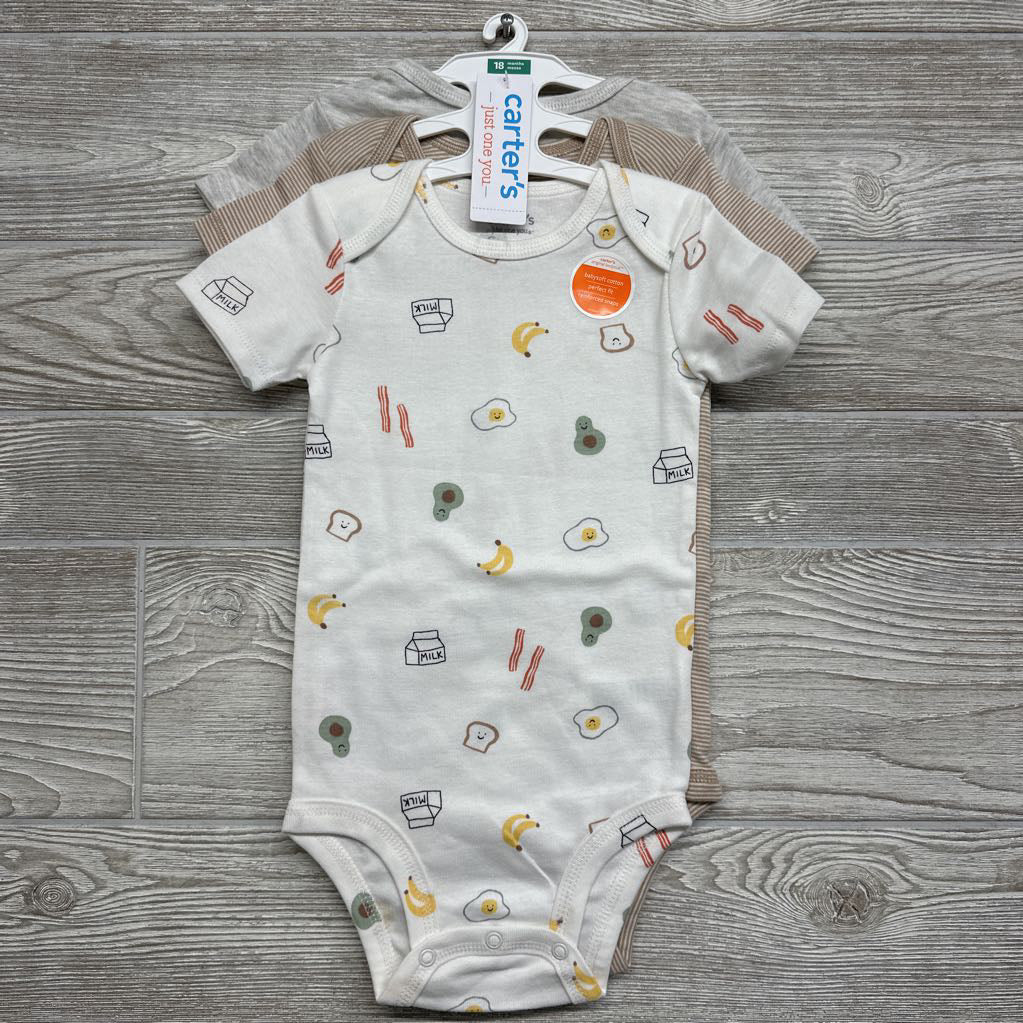 NEW 3 Pk Bodysuit Eggs, Avacado & Bananas 18M
